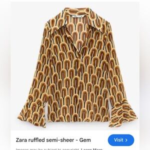 Zara Geometric Patterned Blouse in Brown and Tan